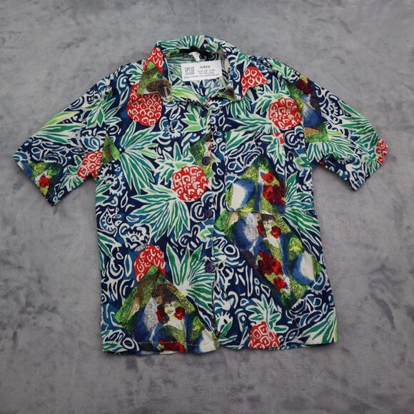 A laya Shirt Womens S Multicolor Floral Button Up Short Sleeve Collared Top - Picture 7 of 16